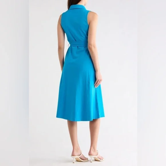 DKNY Blue tie waist shirt dress NWT - Picture 2 of 3